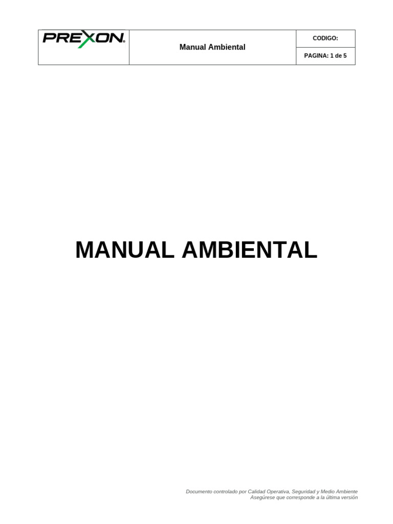 Manual de Gestión Ambiental ISO 14001 | PDF | Entorno natural ...