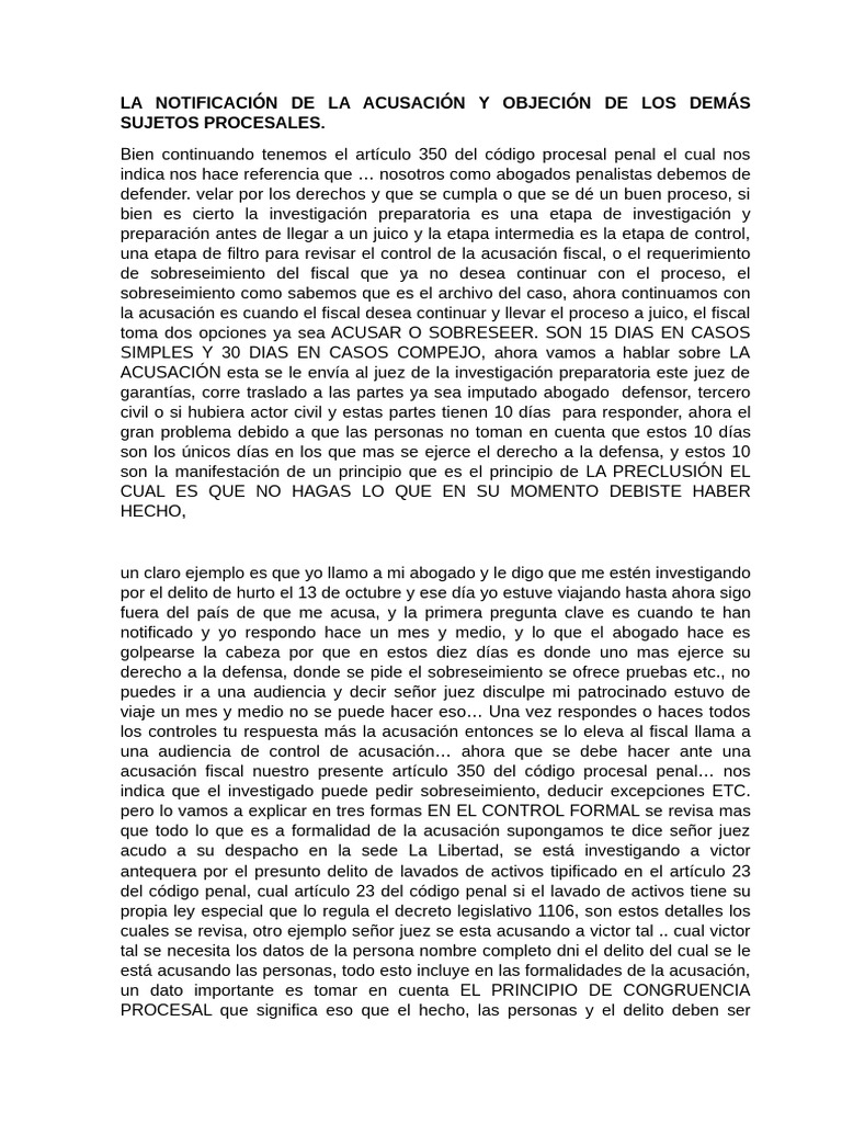Control de Acusación en Proceso Penal | PDF | Fiscal | Estatuto de ...
