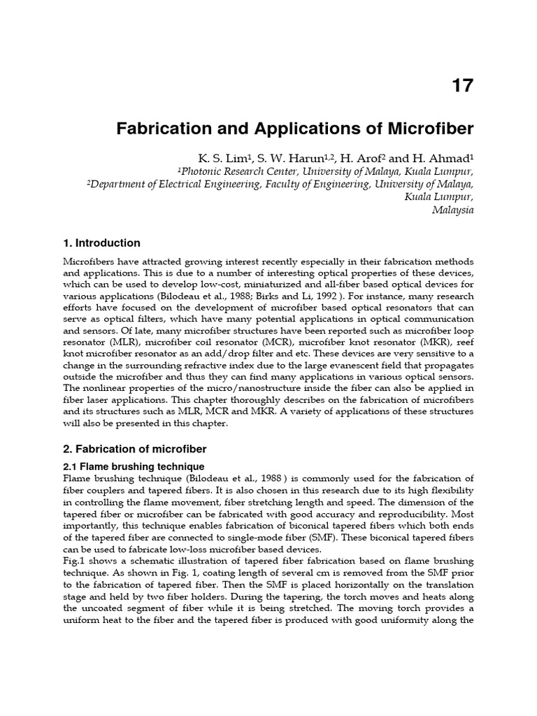 Fabrication and Applications of Microfiber | PDF | Optical Fiber | Optics