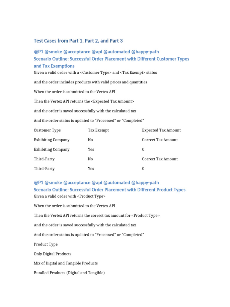 Test Cases Part 1 2 3 | PDF