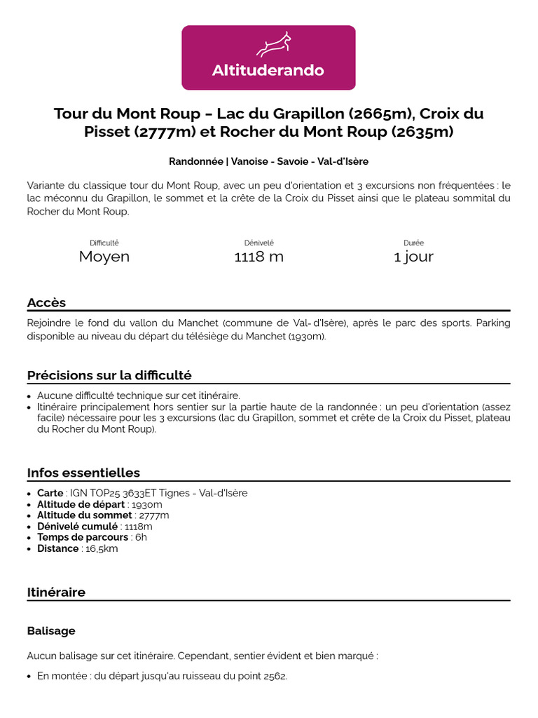 Randonnée Mont Roup et ses sommets | PDF | Randonnée
