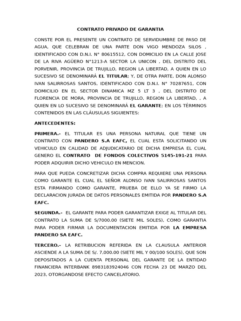 Contrato de Garantia 2023 | PDF | Justicia | Crimen y violencia