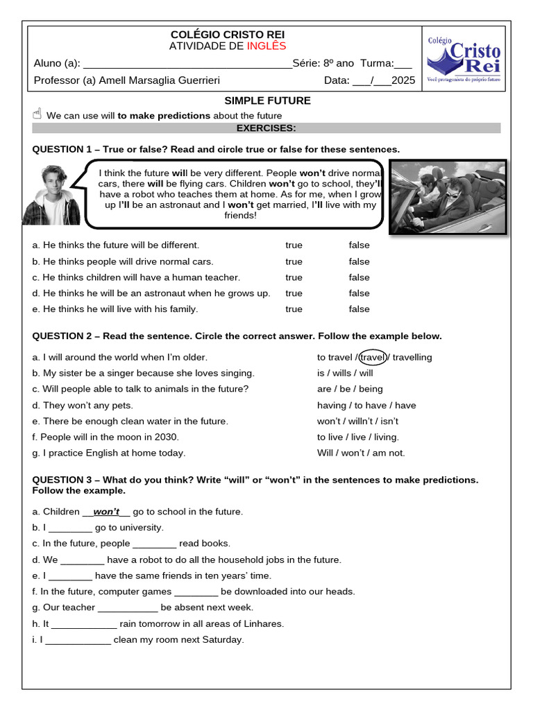Simple Future Worksheet | PDF