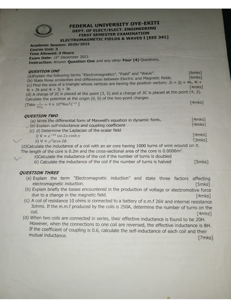 EEE 341 Past Questions (2021-2024) | PDF