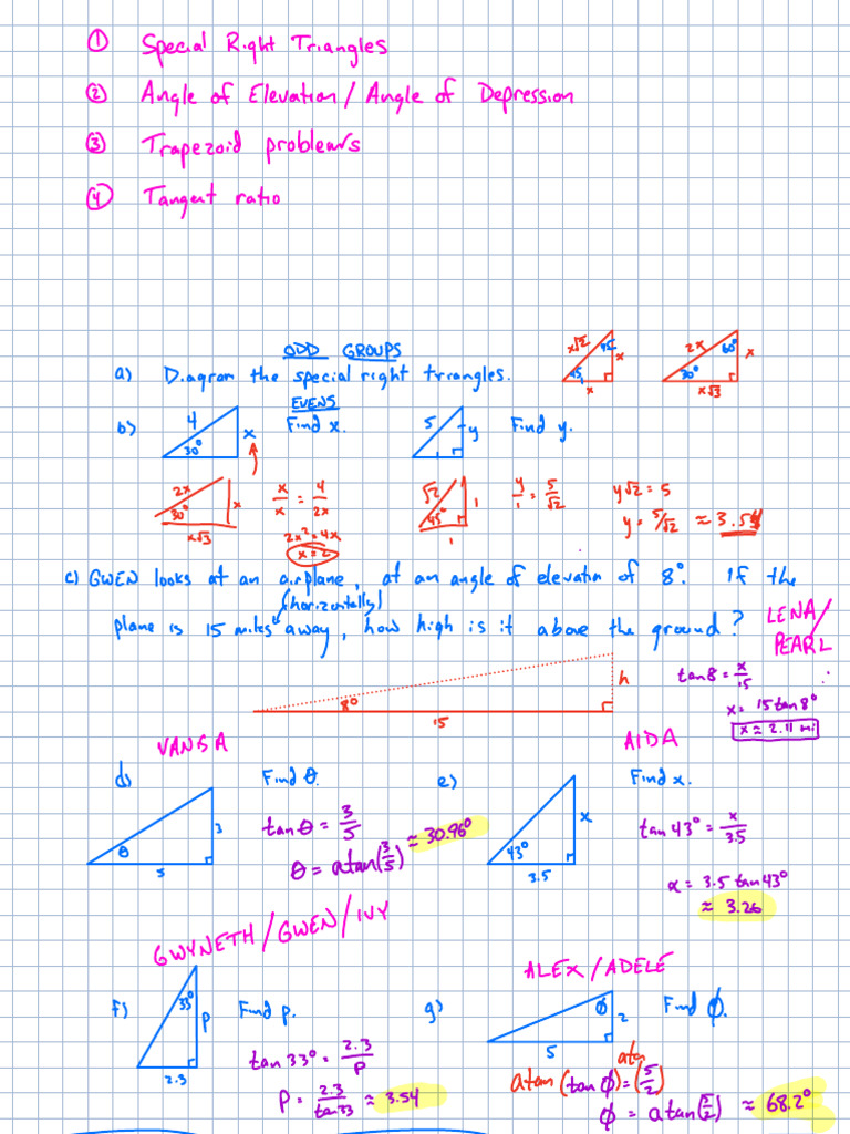 Special Right Triangles and Trapezoid Problems | PDF | Euclidean ...