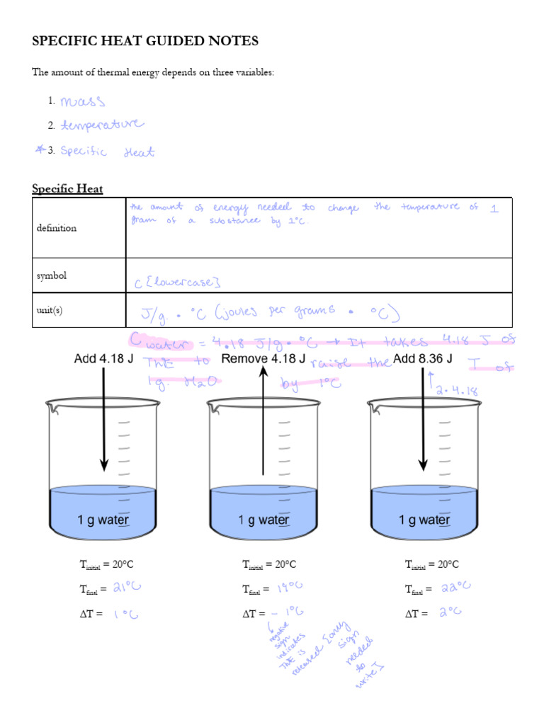 Specific Heat and Temperature Change Guide | PDF | Heat | Heat Capacity
