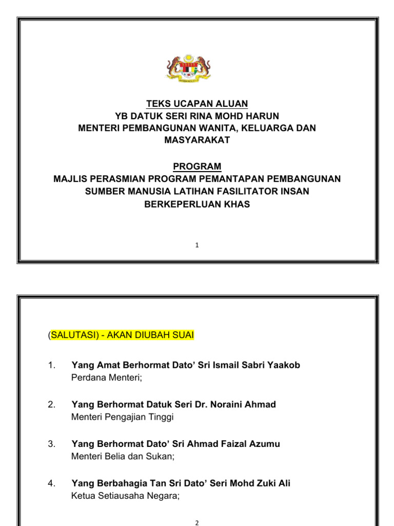 Perasmian Program Fasilitator Khas | PDF