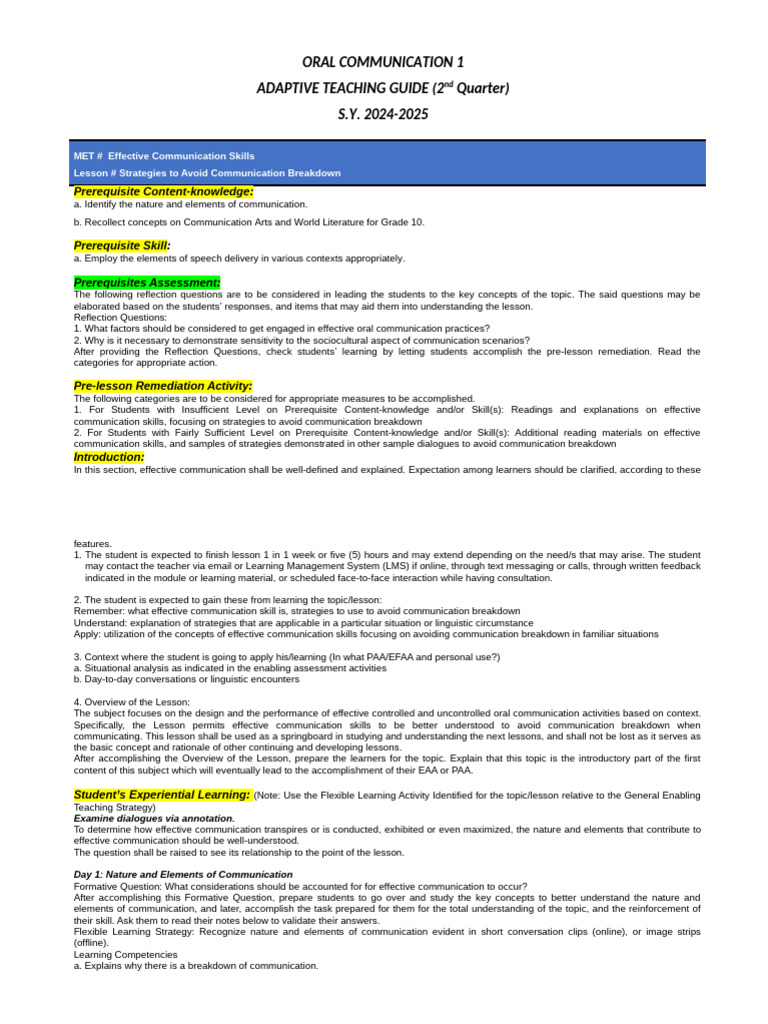 Effective Oral Communication Strategies | PDF | Communication | Learning
