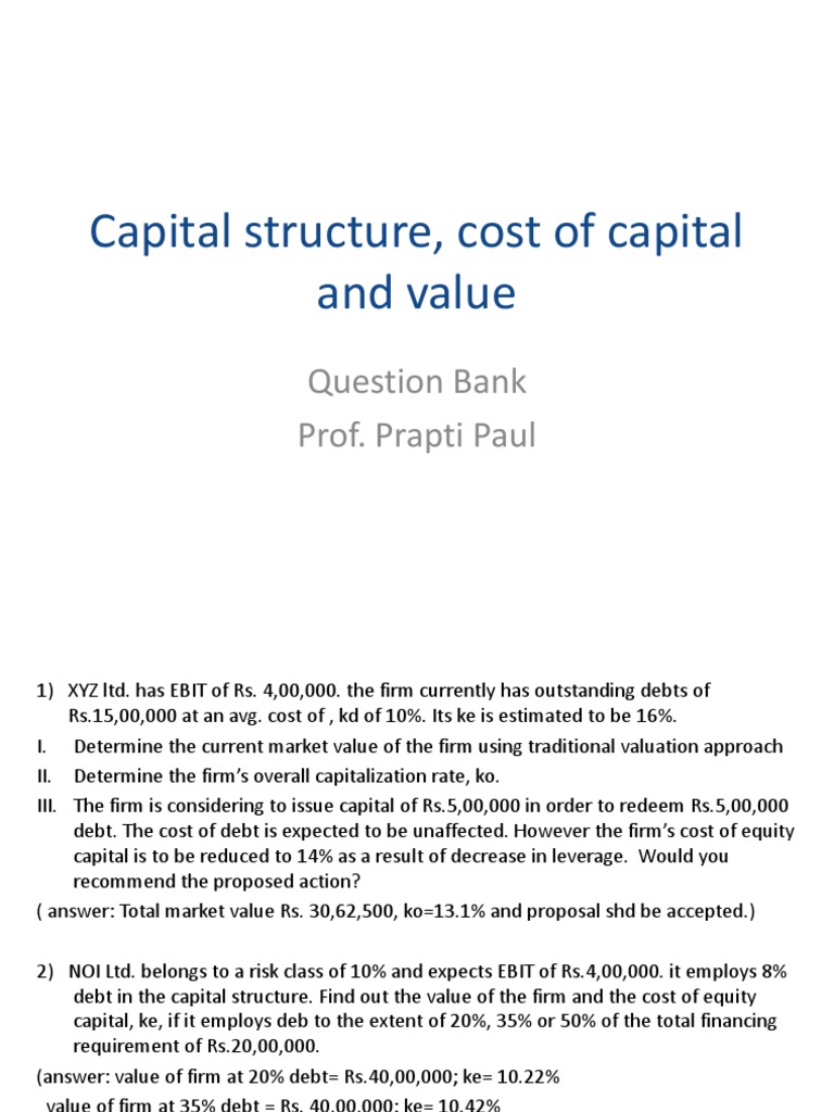 Capital Structure and Cost of Capital Analysis | PDF | Capital ...