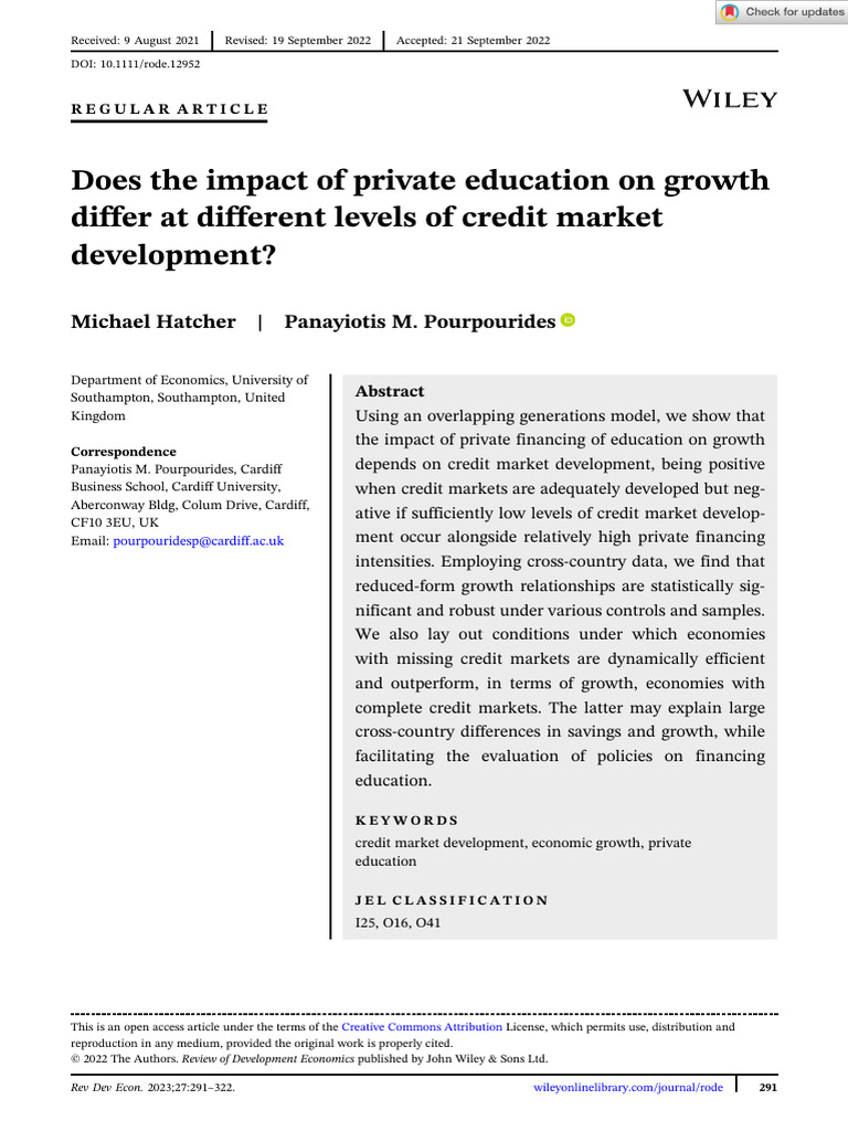 Does The Impact of Private Education On Growth Differ at Different ...