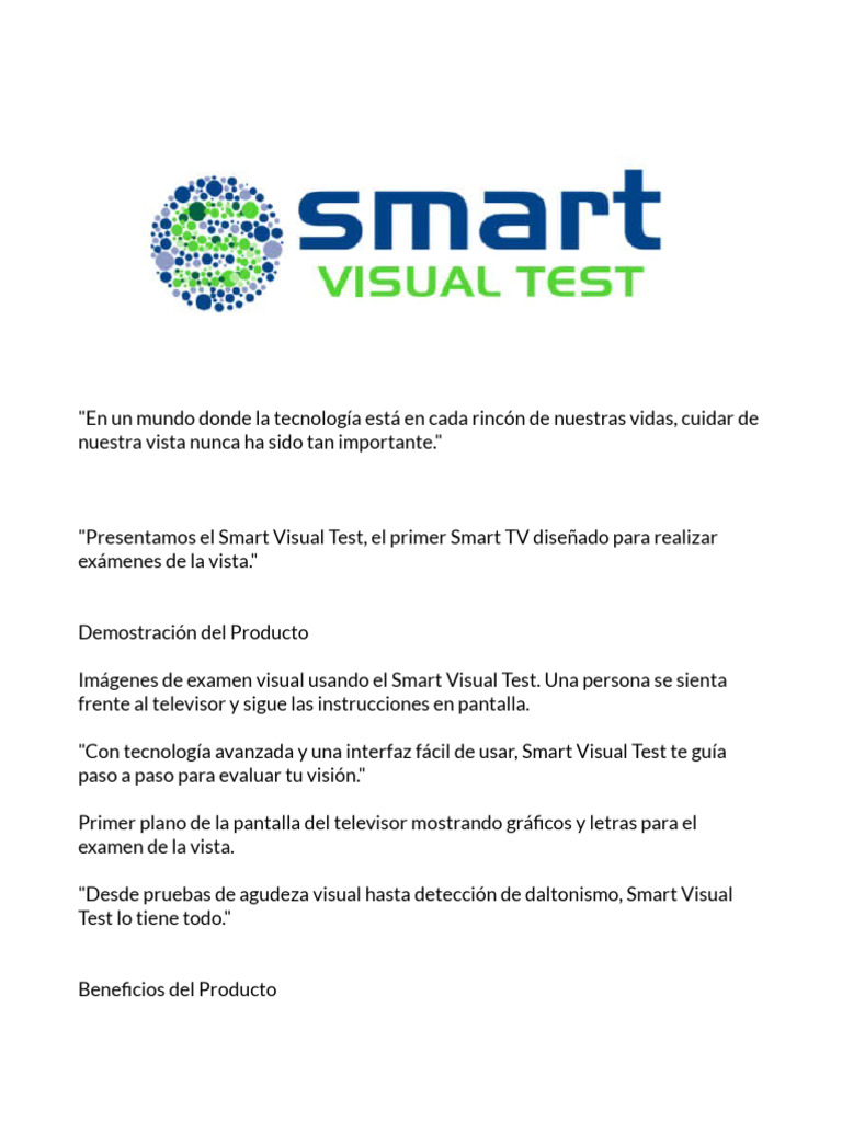 Smart Visual Test: Exámenes de Vista en TV | PDF