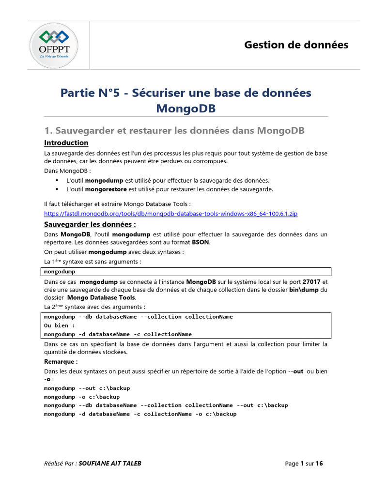 Sauvegarde et restauration MongoDB | PDF | MongoDB | JSON