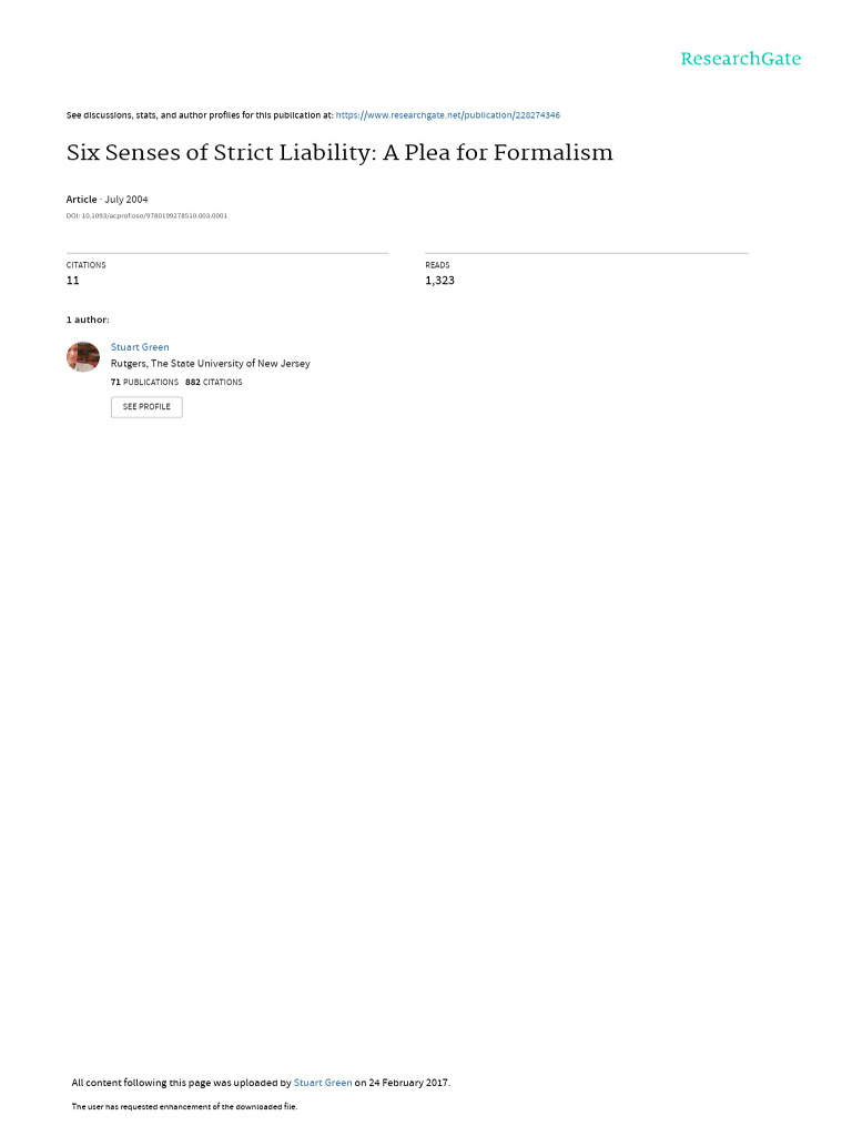 Six Senses of Strict Liability Explained | PDF | Mens Rea | Intention ...