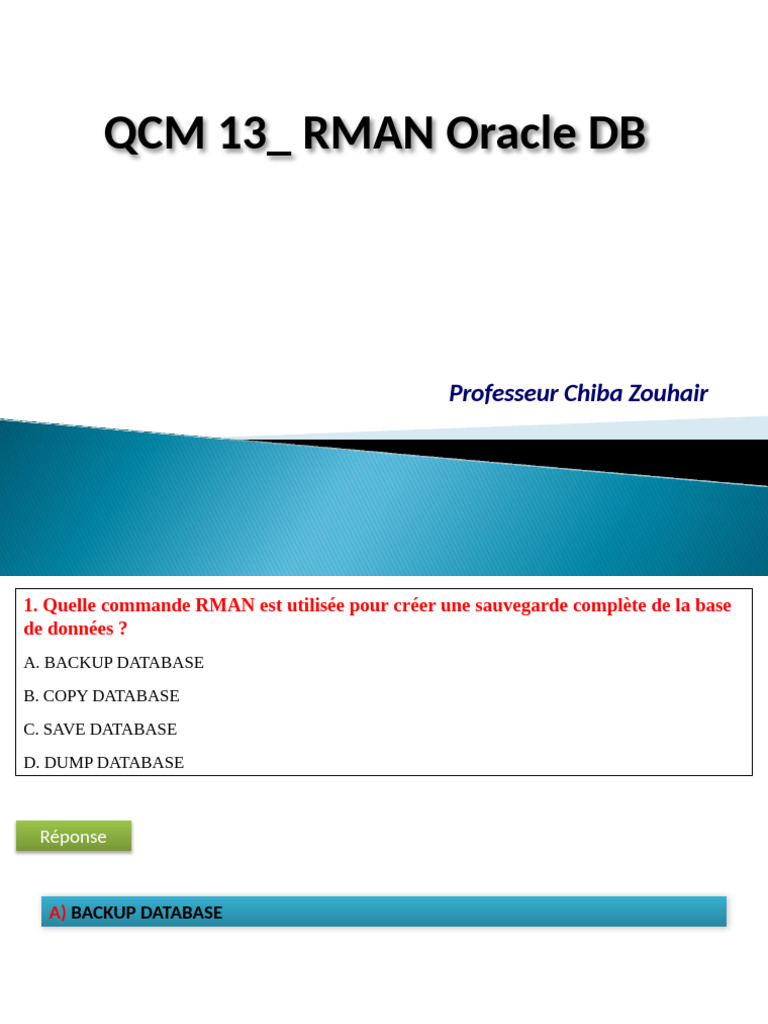 Commandes RMAN pour la sauvegarde Oracle | PDF | Sauvegarde ...