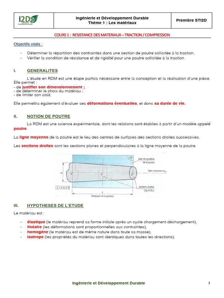 Cours 1 - Traction Compression | PDF | Résistance des matériaux ...
