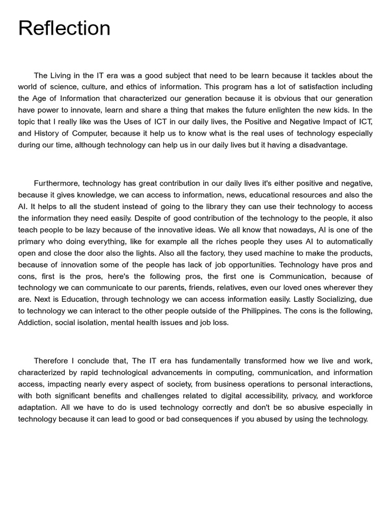 Impact of ICT in Modern Life | PDF | Educational Technology ...
