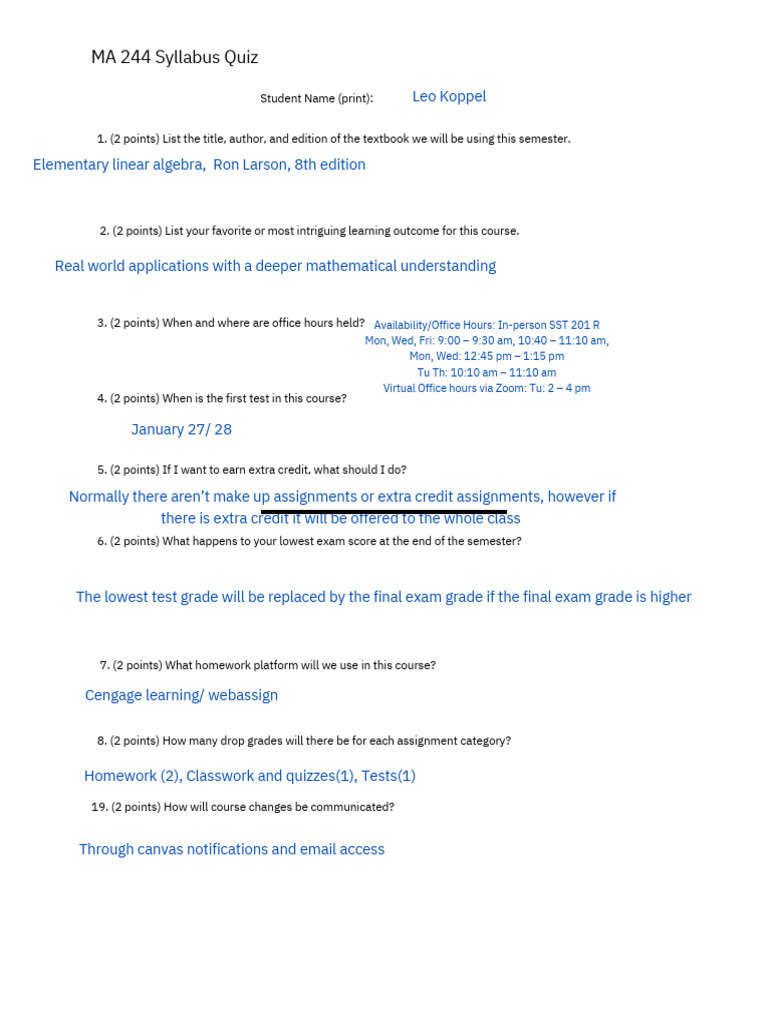 MA 244 Syllabus Overview and FAQs | PDF