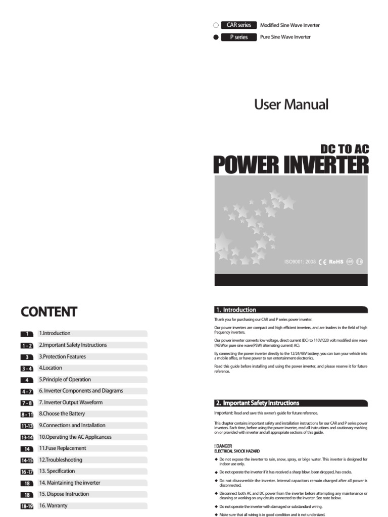 Power Inverter User Manual Guide | PDF | Power Inverter | Root Mean Square