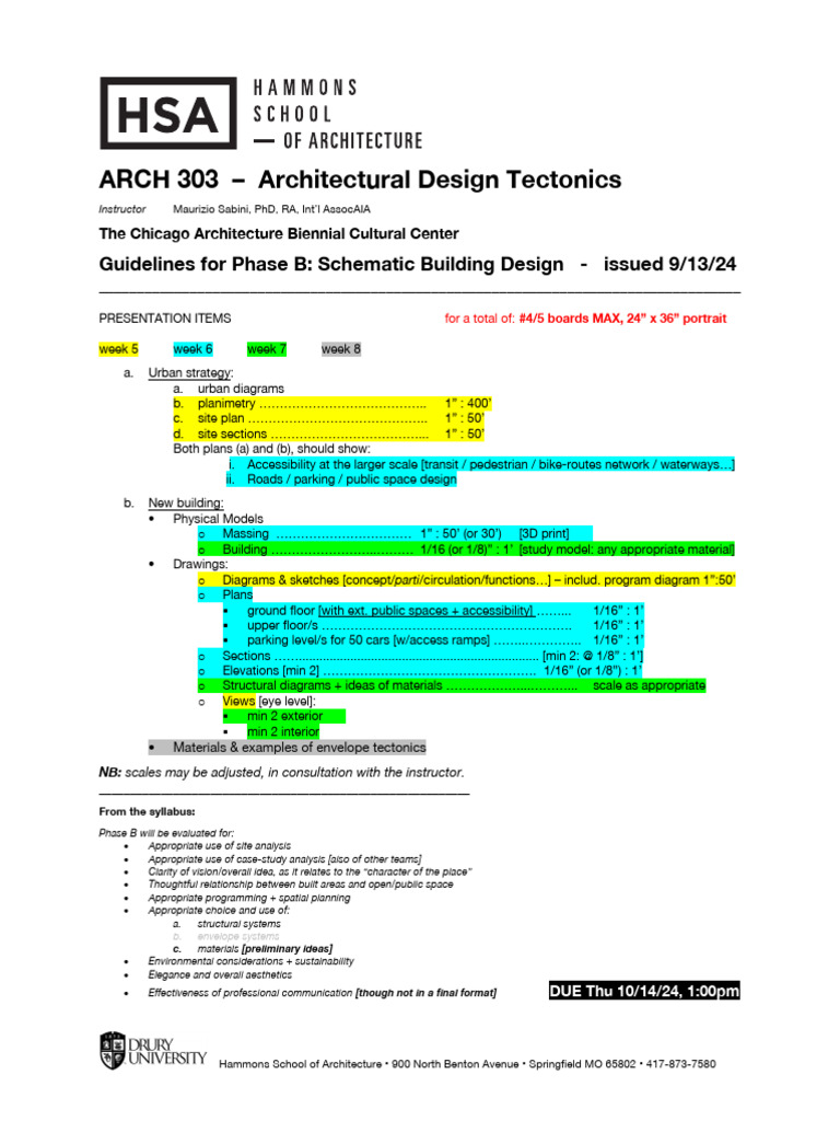Schematic Design Guidelines for ARCH 303 | PDF | Design