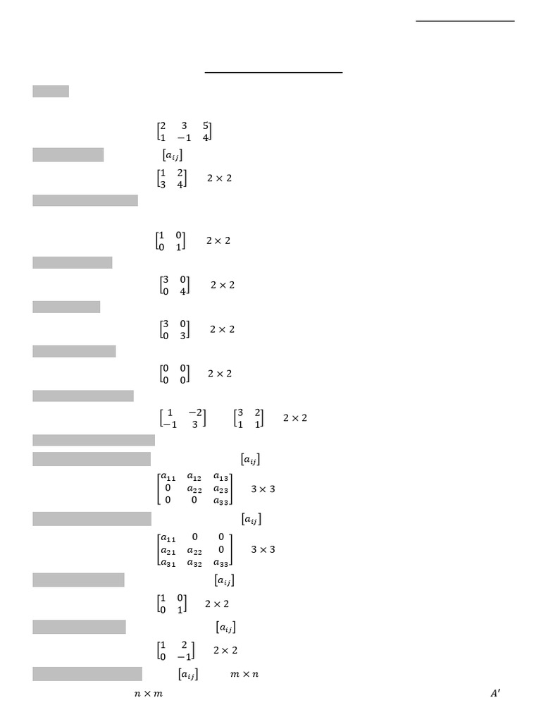 Types of Matrices Explained | PDF | Matrix (Mathematics) | Operator Theory