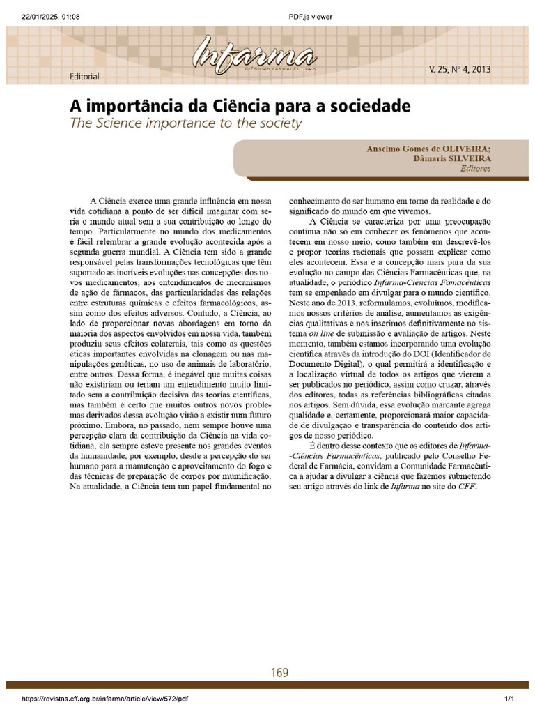 A Importância Da Ciência para A Sociedade | PDF