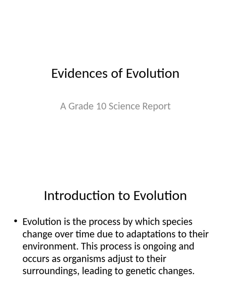 Key Evidence Supporting Evolution | PDF