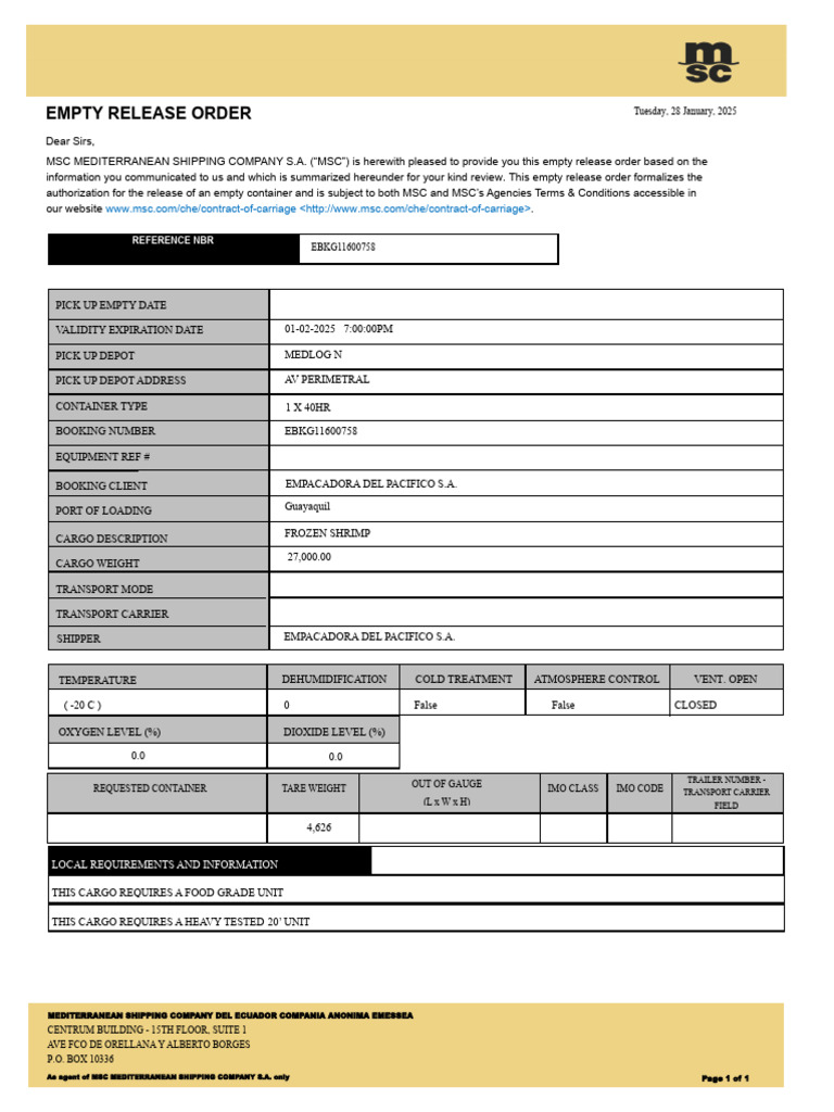 Logistics Order Tmp59A4 | PDF | Cargo | Shipping