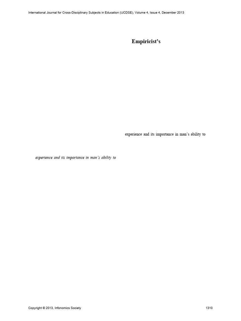 Philosophical Relevance of A Rational Empiricists Epistemology For ...