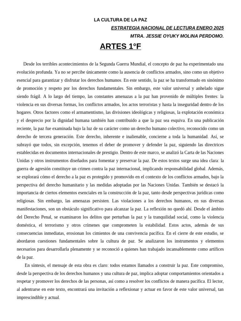 Cultura de la Paz y Derechos Humanos | PDF | Paz | Derechos humanos