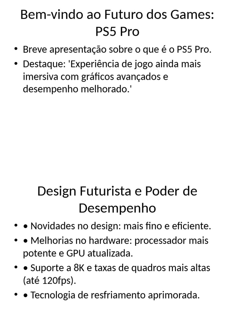 PS5 Pro: Desempenho e Gráficos Avançados | PDF
