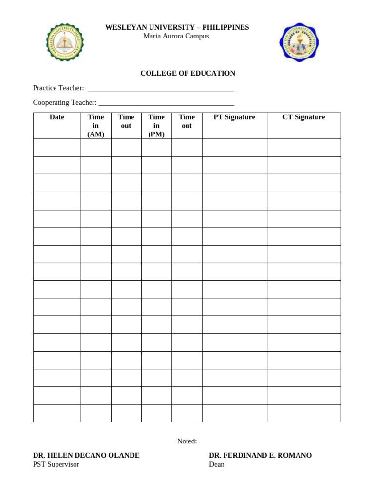 Teaching Practicum Log Sheet | PDF