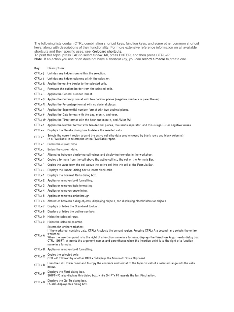 Essential Keyboard Shortcuts Guide | PDF | Visual Basic For ...