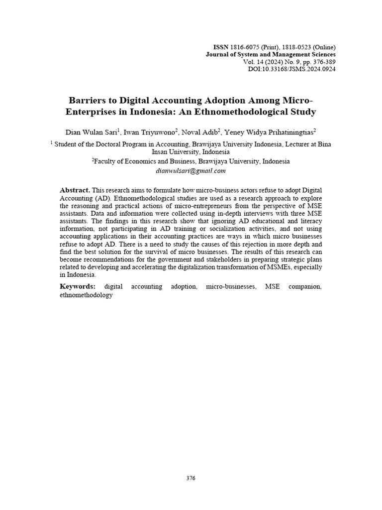 Barriers to Digital Accounting in Indonesia | PDF | Small And Medium ...