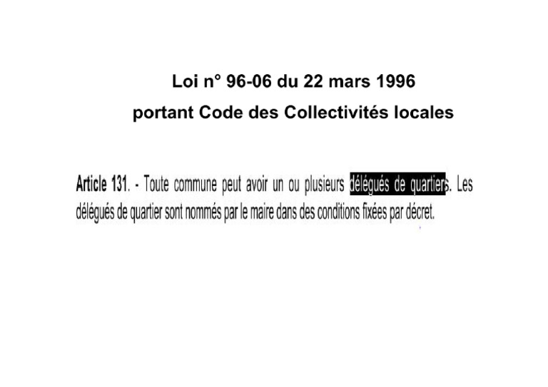 Article 131 Du Code Des Collectivités Locales | PDF