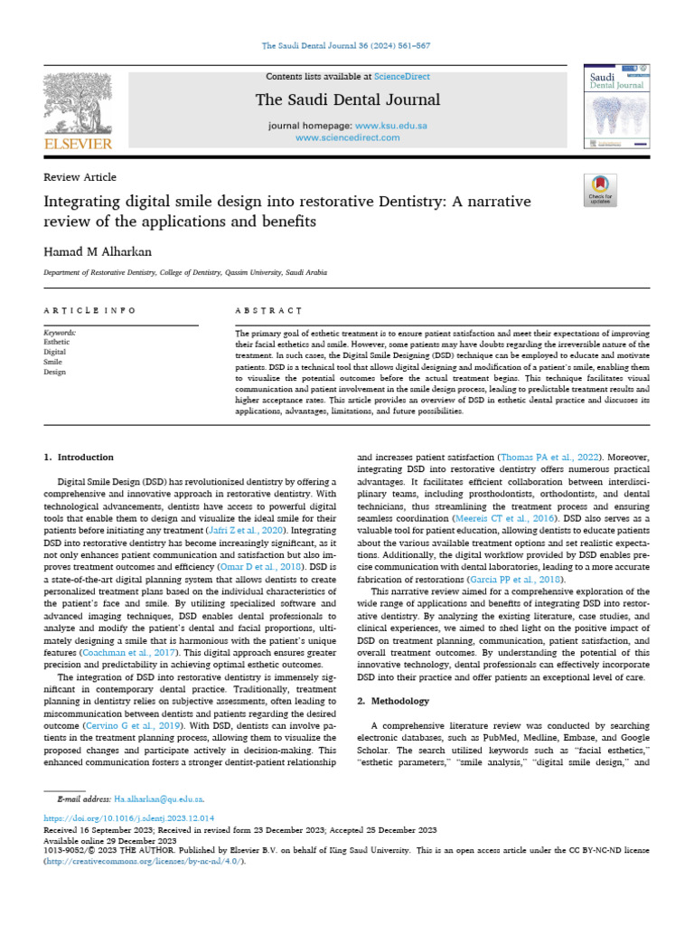 Digital Smile Design in Restorative Dentistry | PDF | Dentist | Dentistry