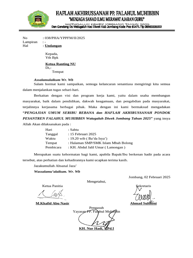 Undangan Pengajian Umum NU Ranting | PDF