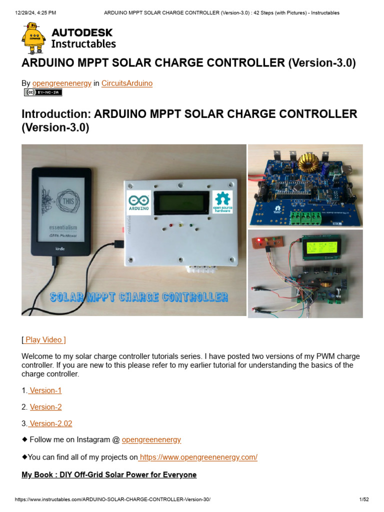 ARDUINO MPPT SOLAR CHARGE CONTROLLER (Version-3.0) _ 42 Steps (with ...