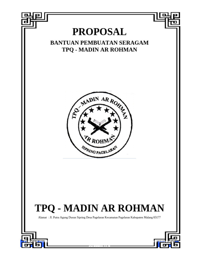 Proposal Bantuan Seragam TPQ Madin | PDF