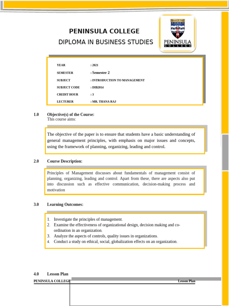 Business Management Course Overview | PDF | Corporate Social ...