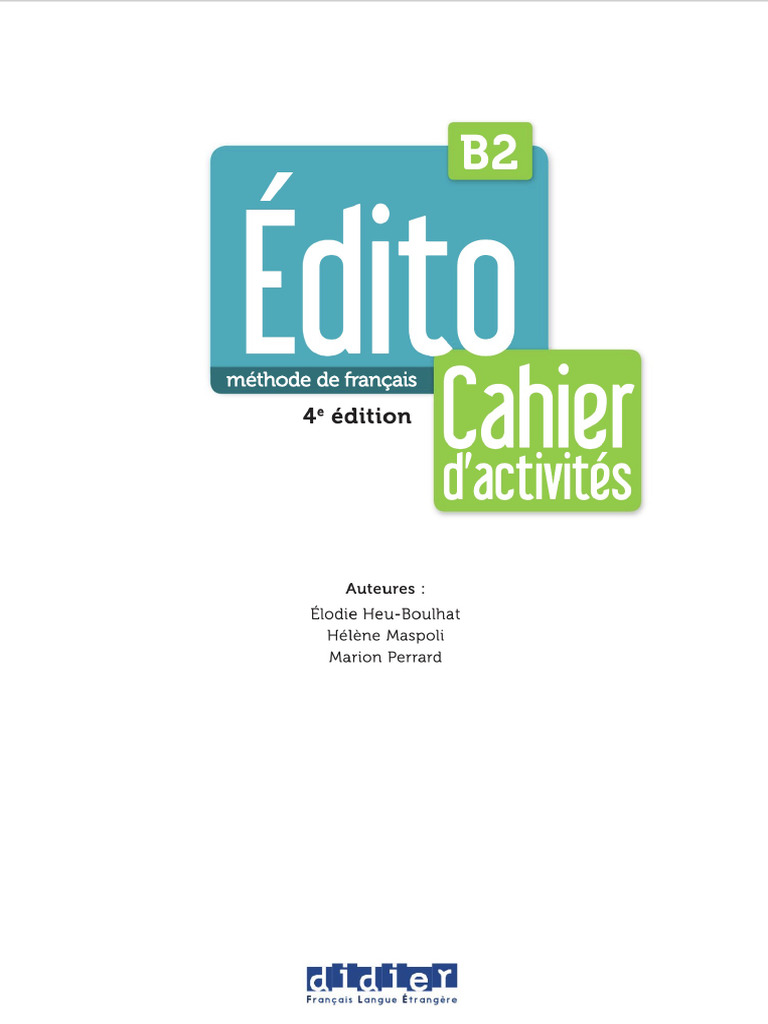 Edito b2 Cahier - 2022 Extrait | PDF
