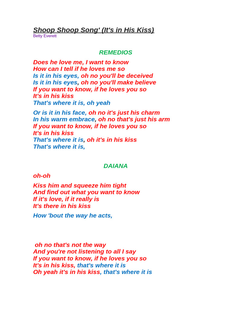 The Shoop Shoop Song Lyrics Analysis | PDF