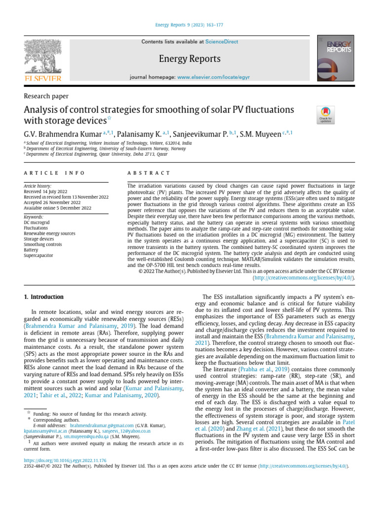 Analysis of Control Strategies For Smoothing of Solar PV Fluctuations ...