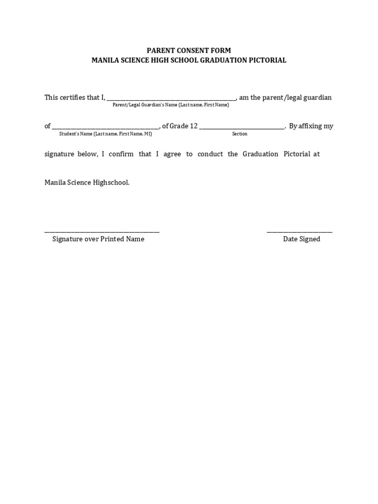 Manila Science High School Consent Form | PDF