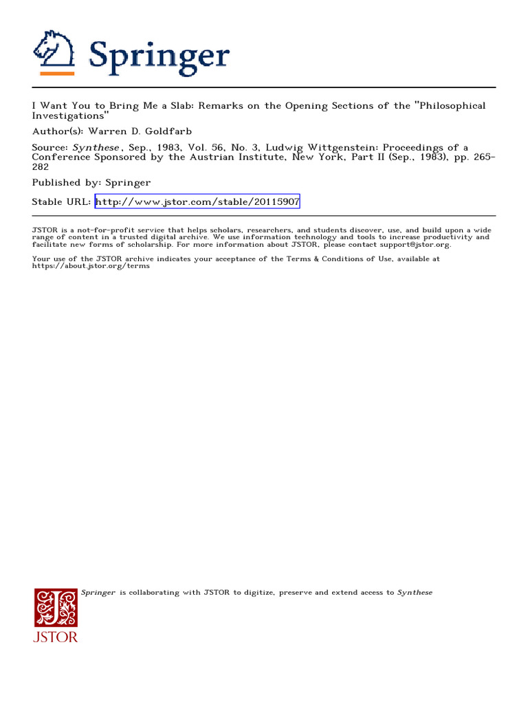 Warren Goldfarb. I Want You To Bring Me A Slab | PDF | Analytic ...