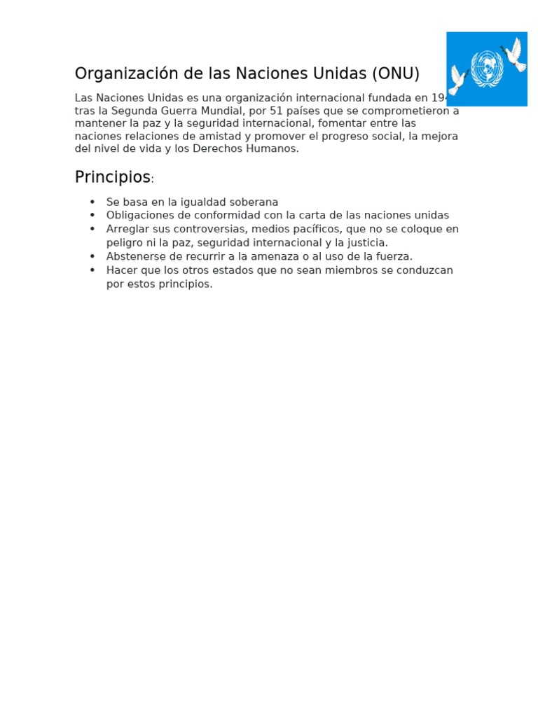 Organización de Las Naciones Unidas | PDF