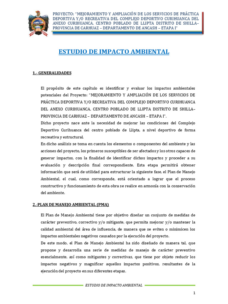 Estudio de Impacto Ambiental en Carhuaz | PDF | Entorno natural ...