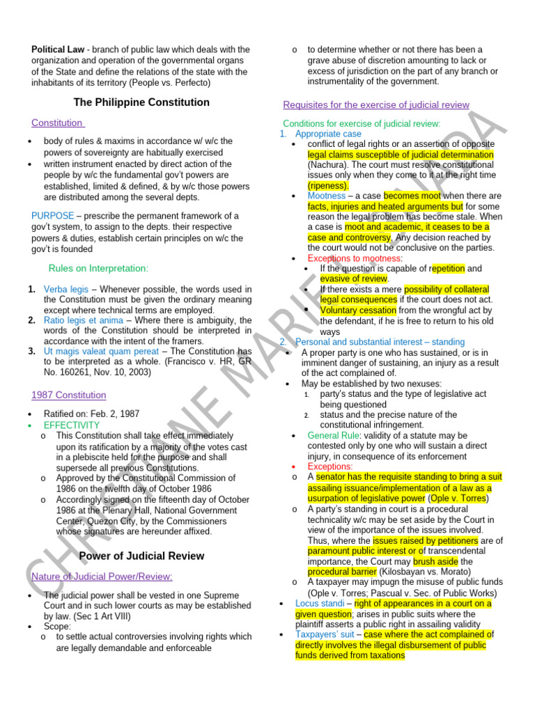 Constitutional Law 1 Reviewer | PDF | Lawsuit | Sovereign Immunity