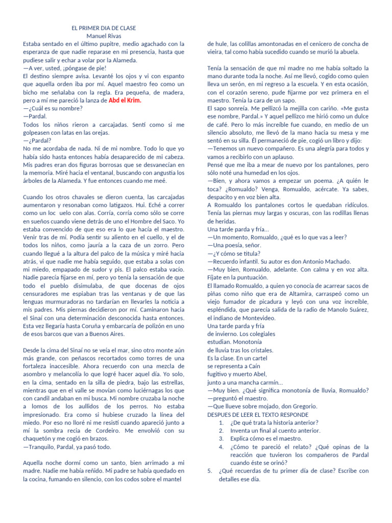 El Primer Dia de Clases 7C | PDF