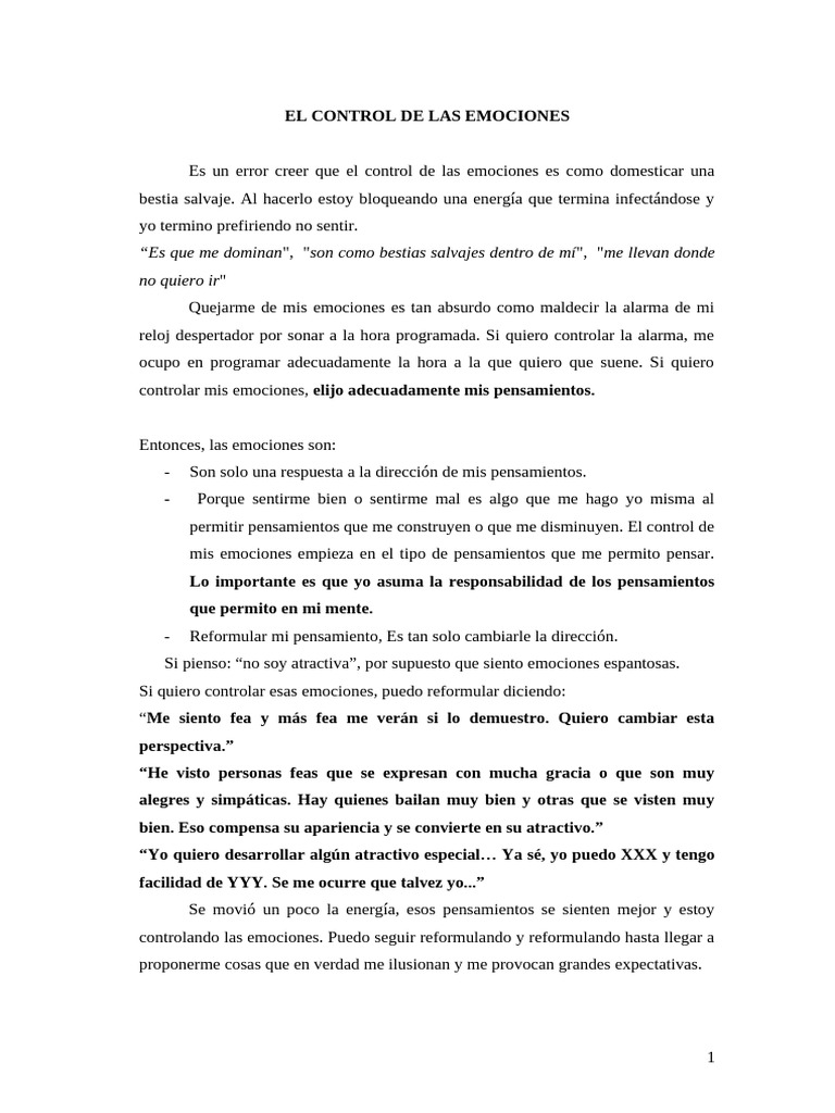 Control Emocional y Autoestima | PDF | Autoestima | Las emociones