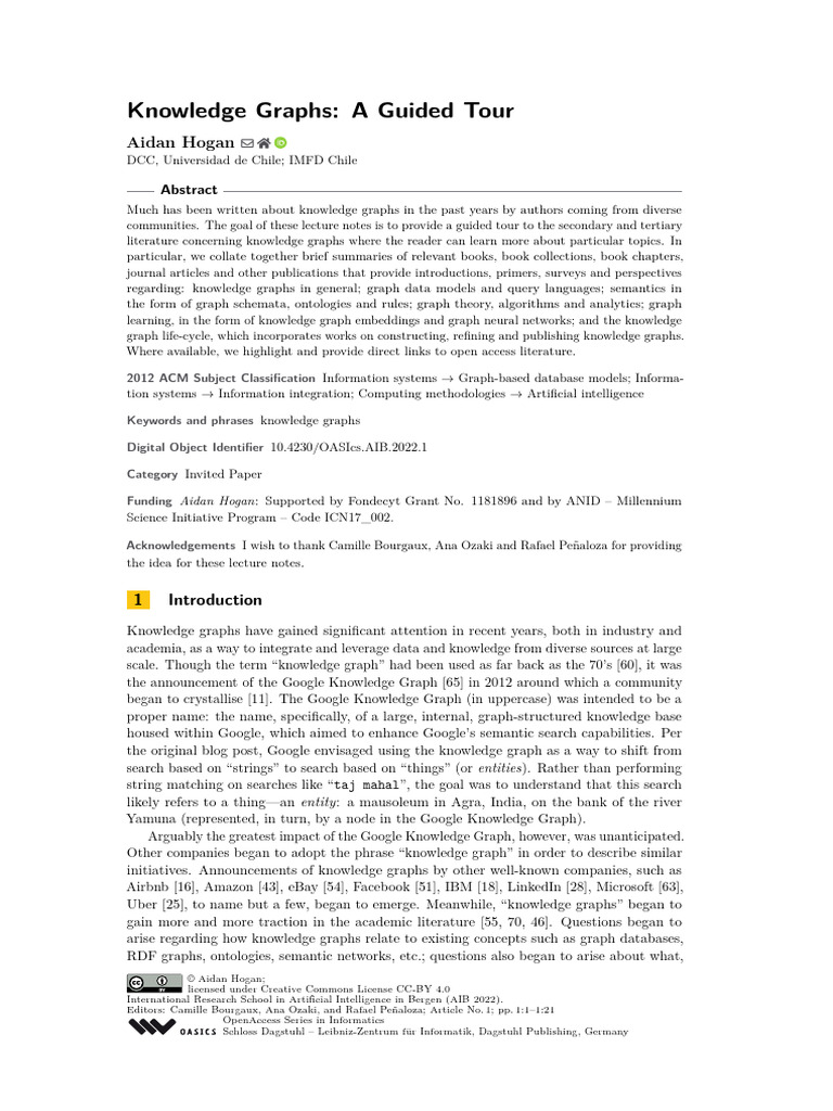 (2022) Knowledge Graph - A Giude Tour (21 Pages) | PDF | Ontology ...